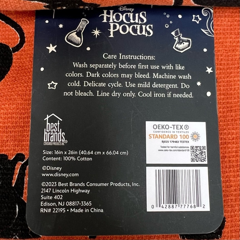 Disney NEW Kitchen Towel Hocus Pocus Halloween Thackery Binx Black Cat NWT - Picture 6 of 10